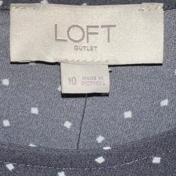 NWT Loft Outlet Grey & White Polka Dot Faux Wrap Mini Dress Size 10 - Picture 3 of 12